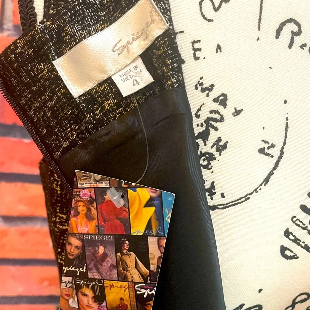 NWT Spiegel Black-Gold Cocktail Dress - Picture 6 of 10